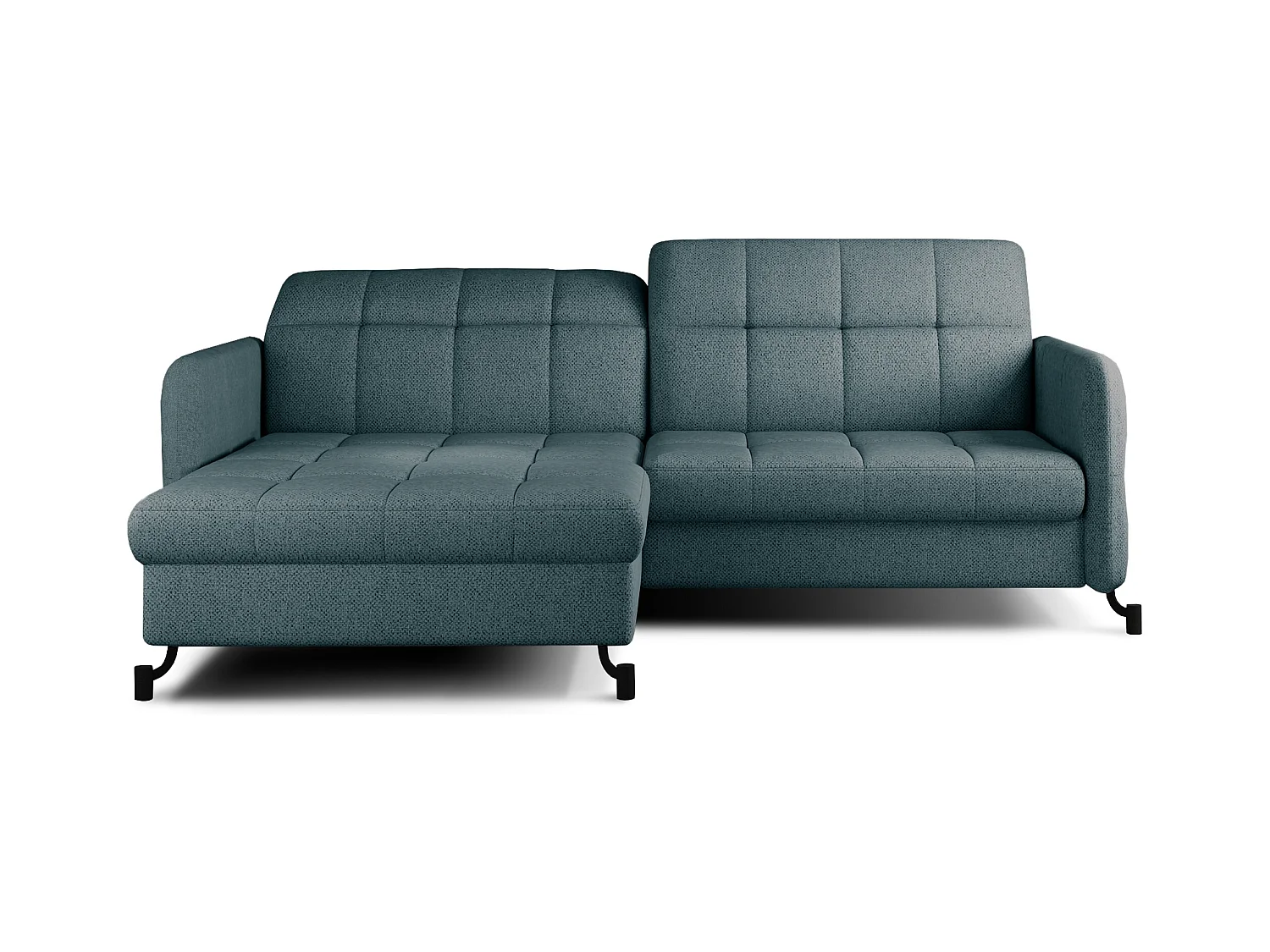 Canapé d'angle convertible tissu avec coffre de rangement LORI-Vert clair-angle gauche