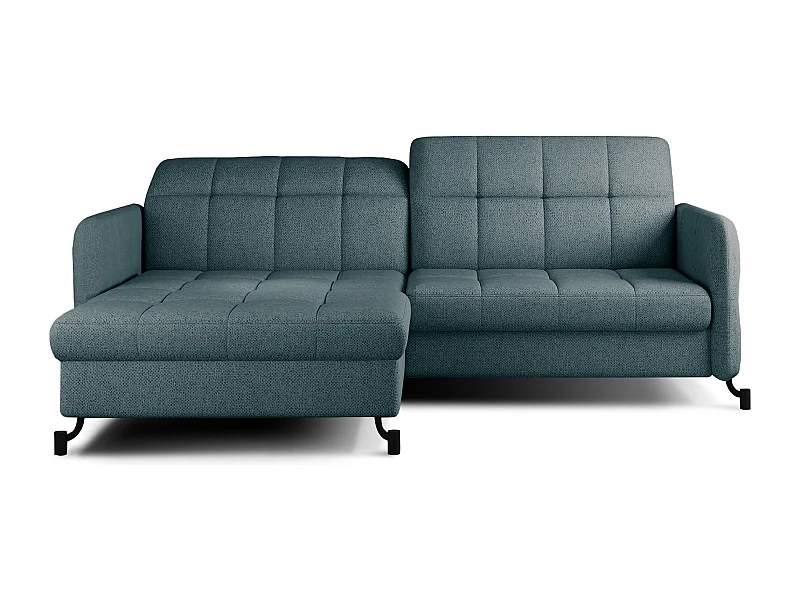 Canapé d'angle convertible tissu avec coffre de rangement LORI-Vert clair-angle gauche