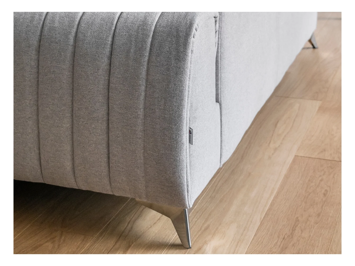 Canapé panoramique convertible LOUVE tissu - Rangement et têtières réglables-Noir-Coffre à gauche