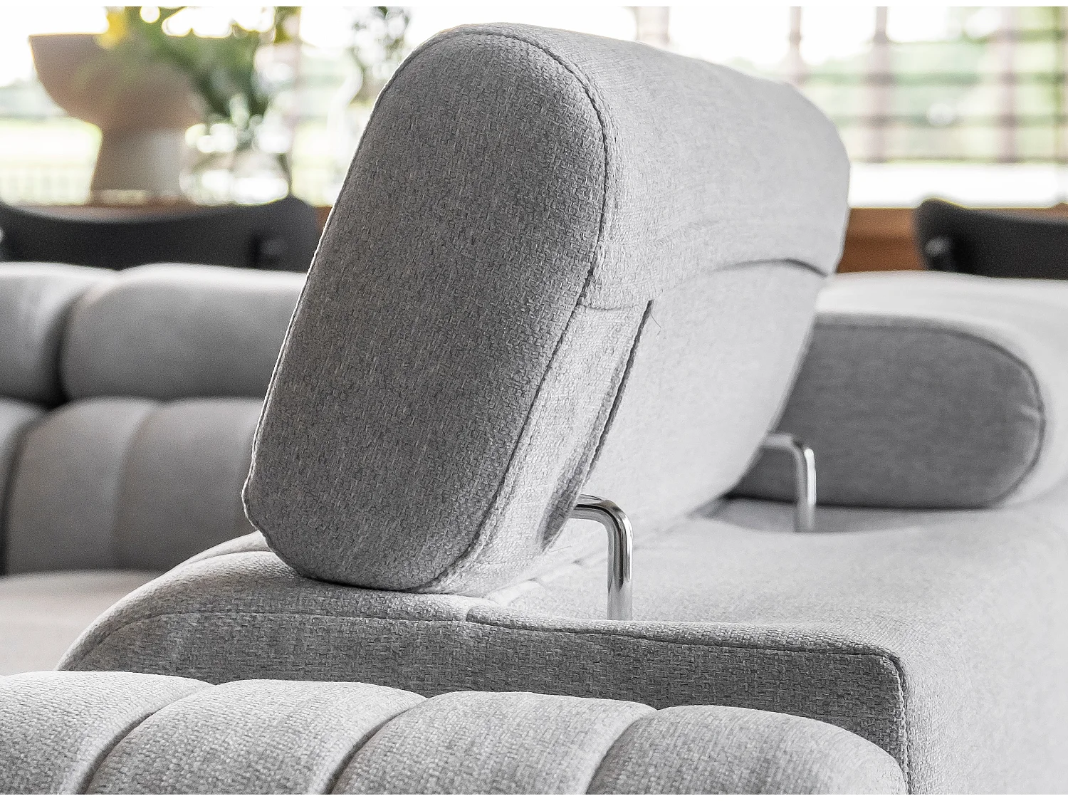 Sofá panorámico convertible de tela LOUVE - Almacenamiento y reposacabezas ajustables-Negro-Caja Lado izquierdo