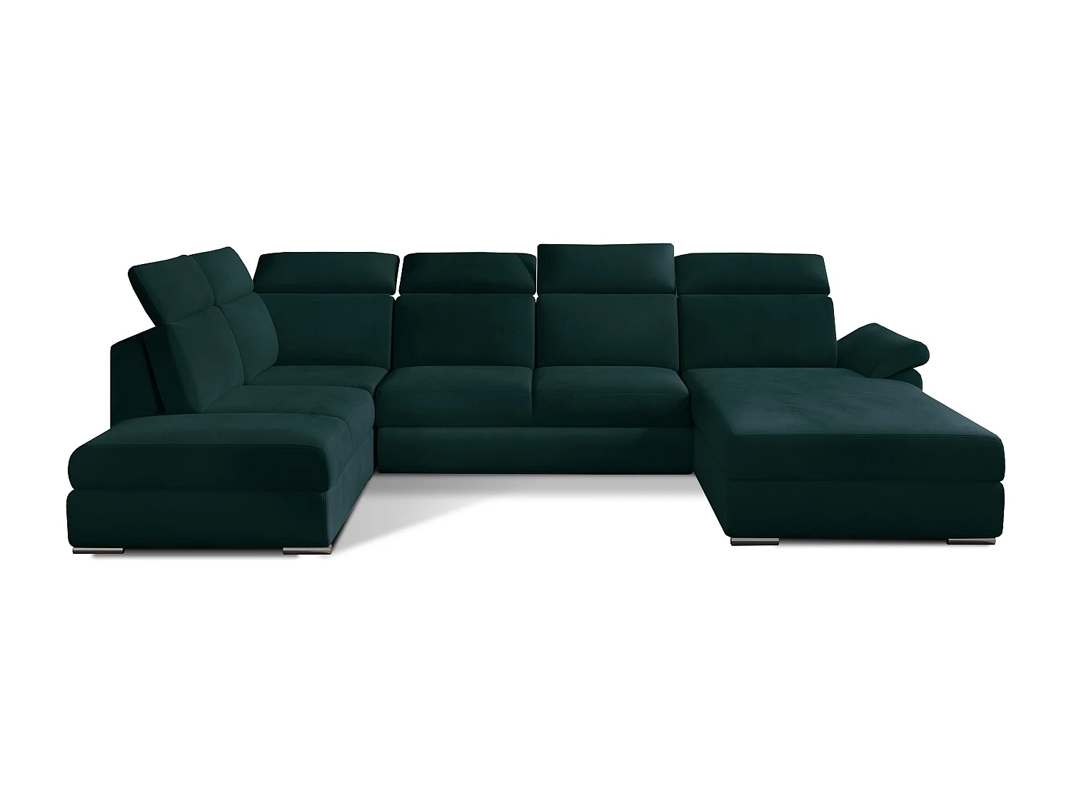 LEVANO fluwelen panoramische slaapbank - Opbergruimte en verstelbare hoofdsteunen-Kleur -Opslagruimte naar rechts