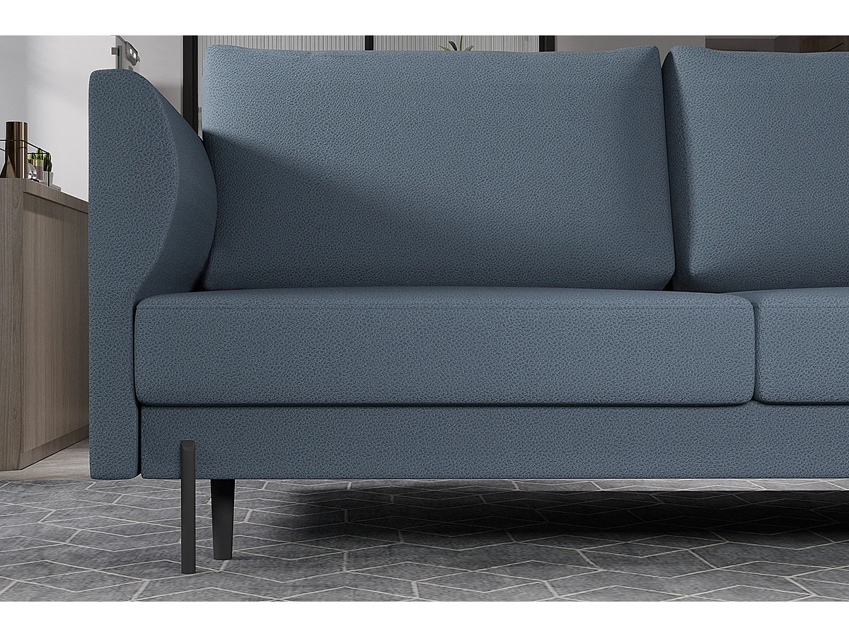 Canapé convertible en tissu ROBBY – Rangement et pieds métal noir-Gris chiné