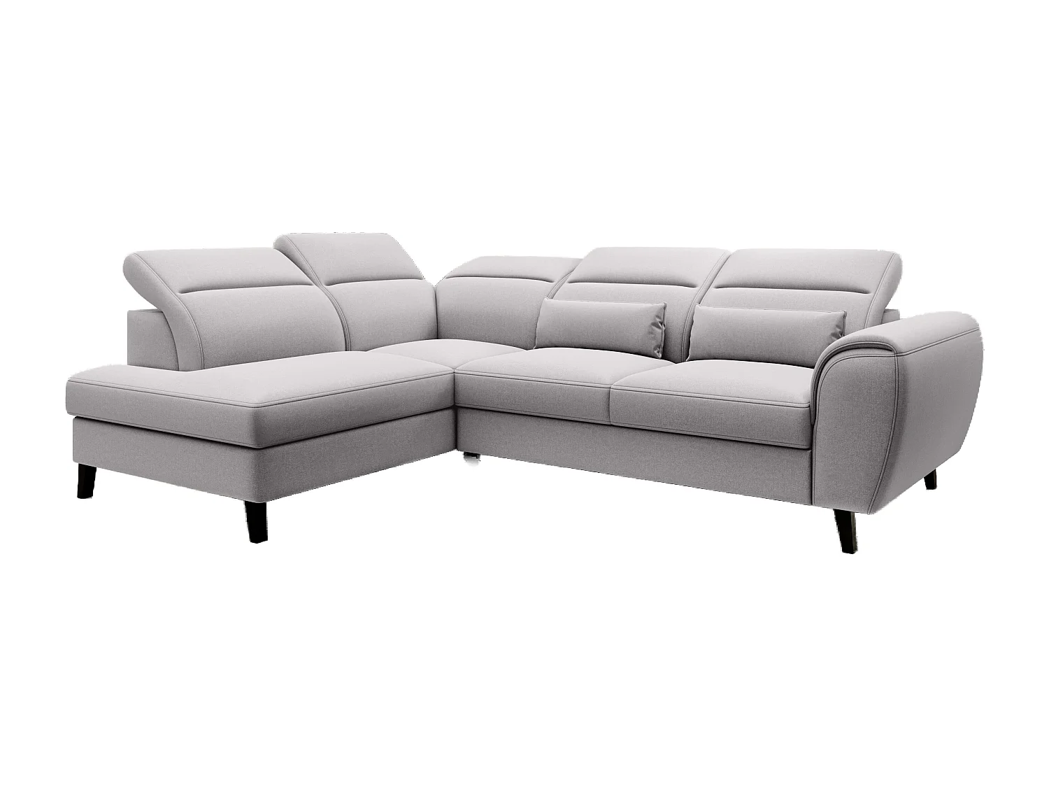 Canapé d'angle convertible avec rangement tissu NOBLESSE - Pieds bois noir-Gris clair-angle gauche