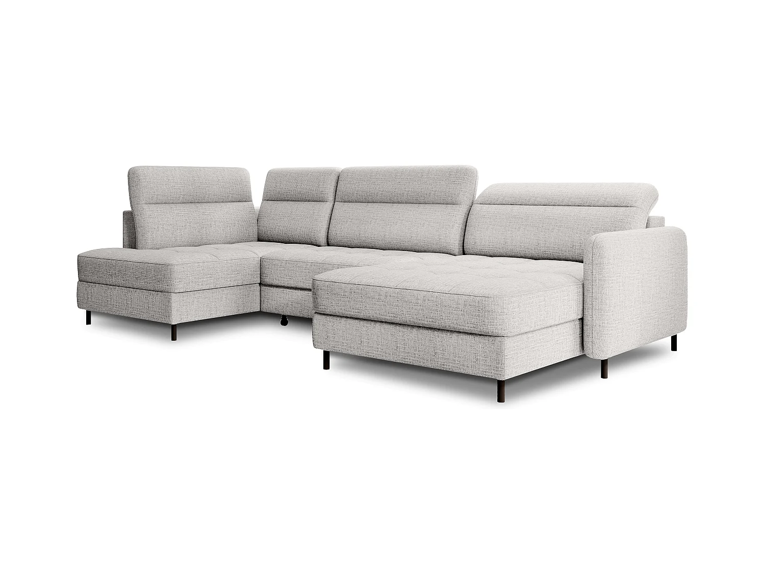 BENTO converteerbare panoramische stoffen bank met opbergvak-Kleur parel grijs-juiste hoek