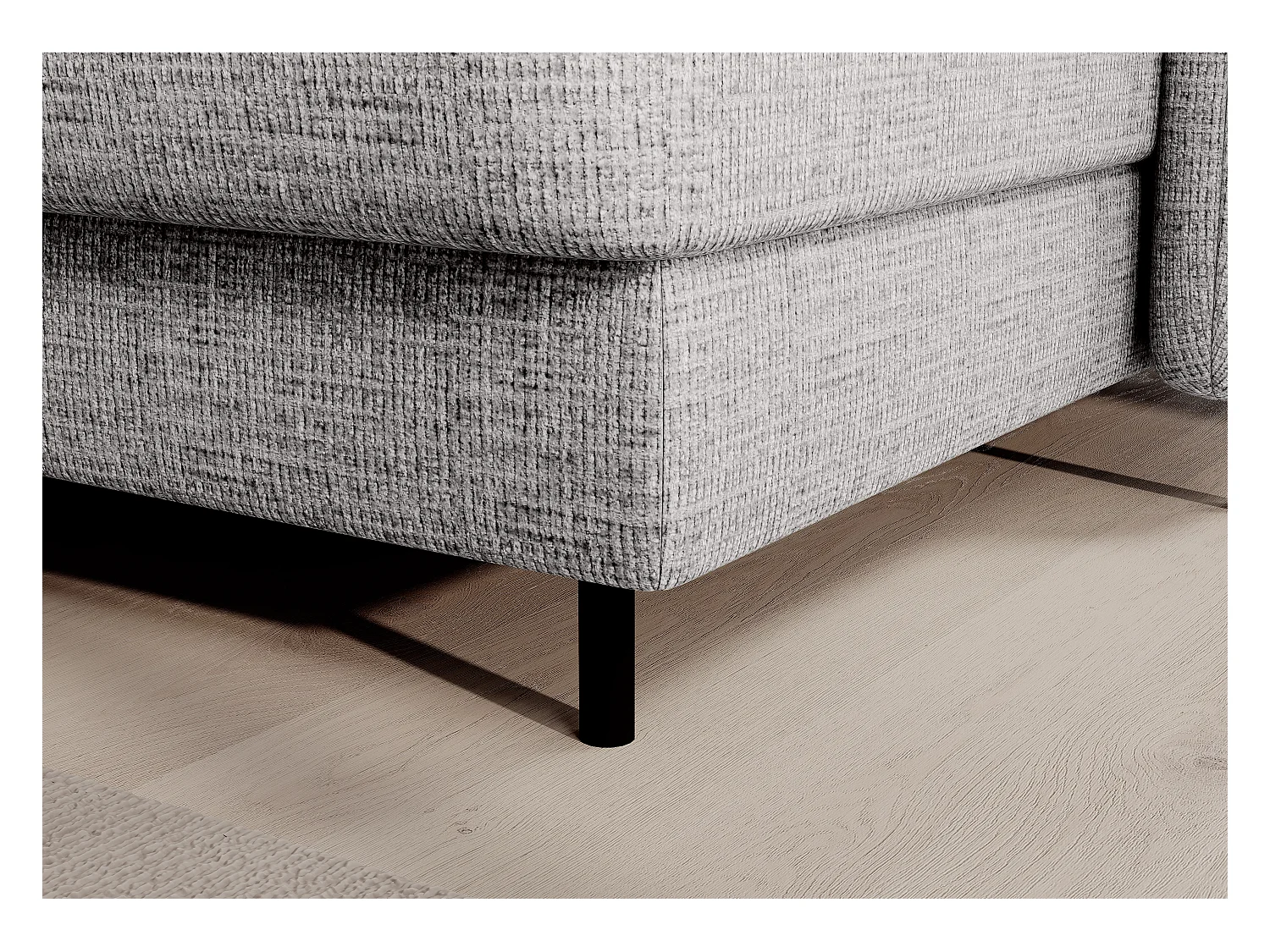 BENTO converteerbare panoramische stoffen bank met opbergvak-Kleur parel grijs-juiste hoek