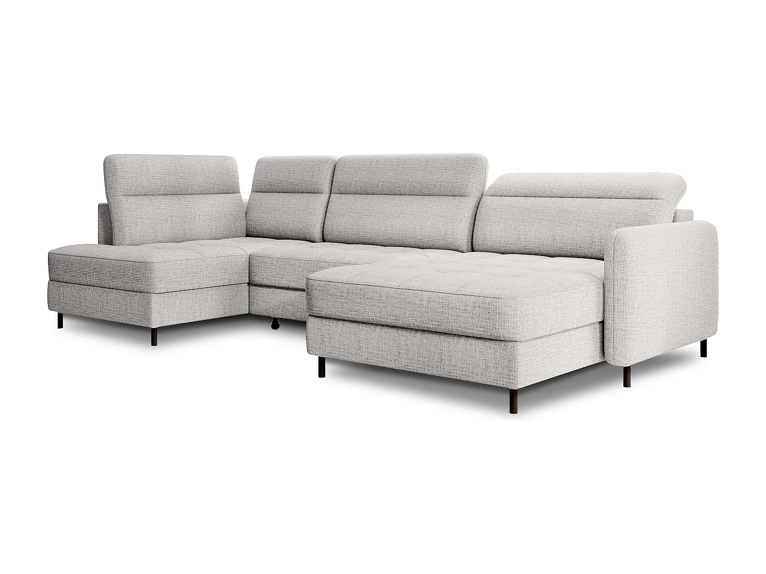 Canapé panoramique convertible BENTO en tissu avec coffre de rangement-Gris perle-angle droit