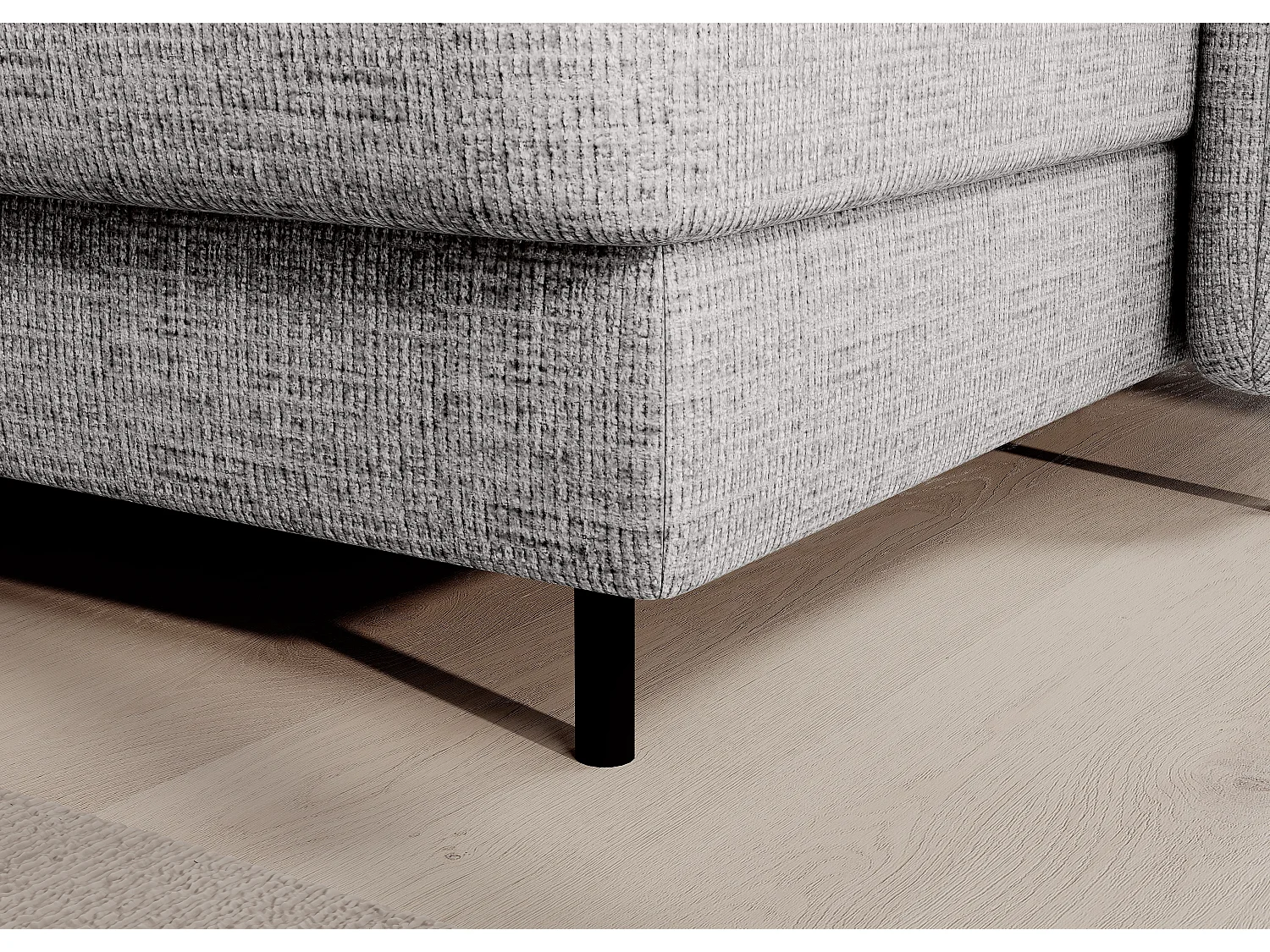 Canapé panoramique convertible BENTO en tissu avec coffre de rangement-Gris perle-angle droit