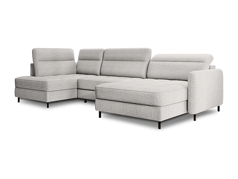 Canapé panoramique convertible BENTO en tissu avec coffre de rangement-Gris perle-angle droit