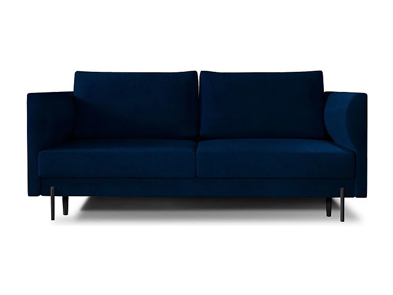 Canapé convertible en velours ROBBY – Rangement et pieds métal noir-Bleu pétrole