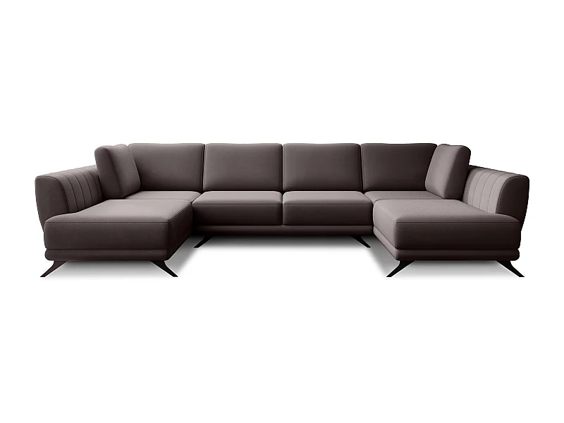 Canapé panoramique LARGOS – Tissu-Marron clair