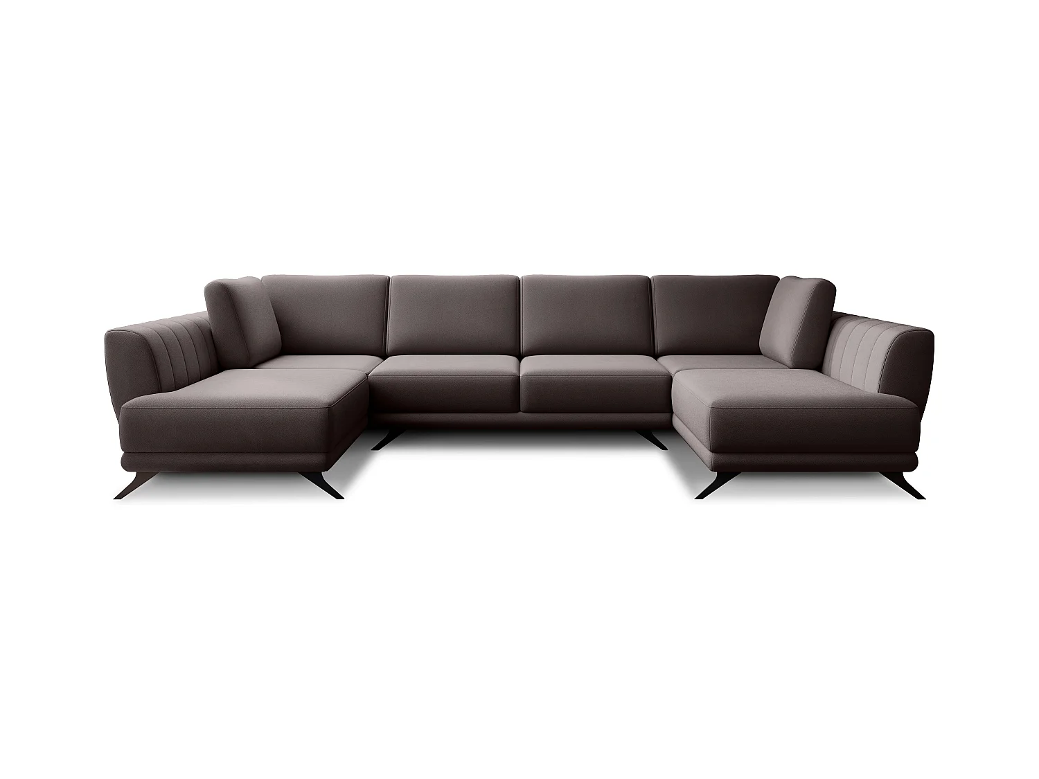 Canapé panoramique LARGOS – Tissu-Marron clair