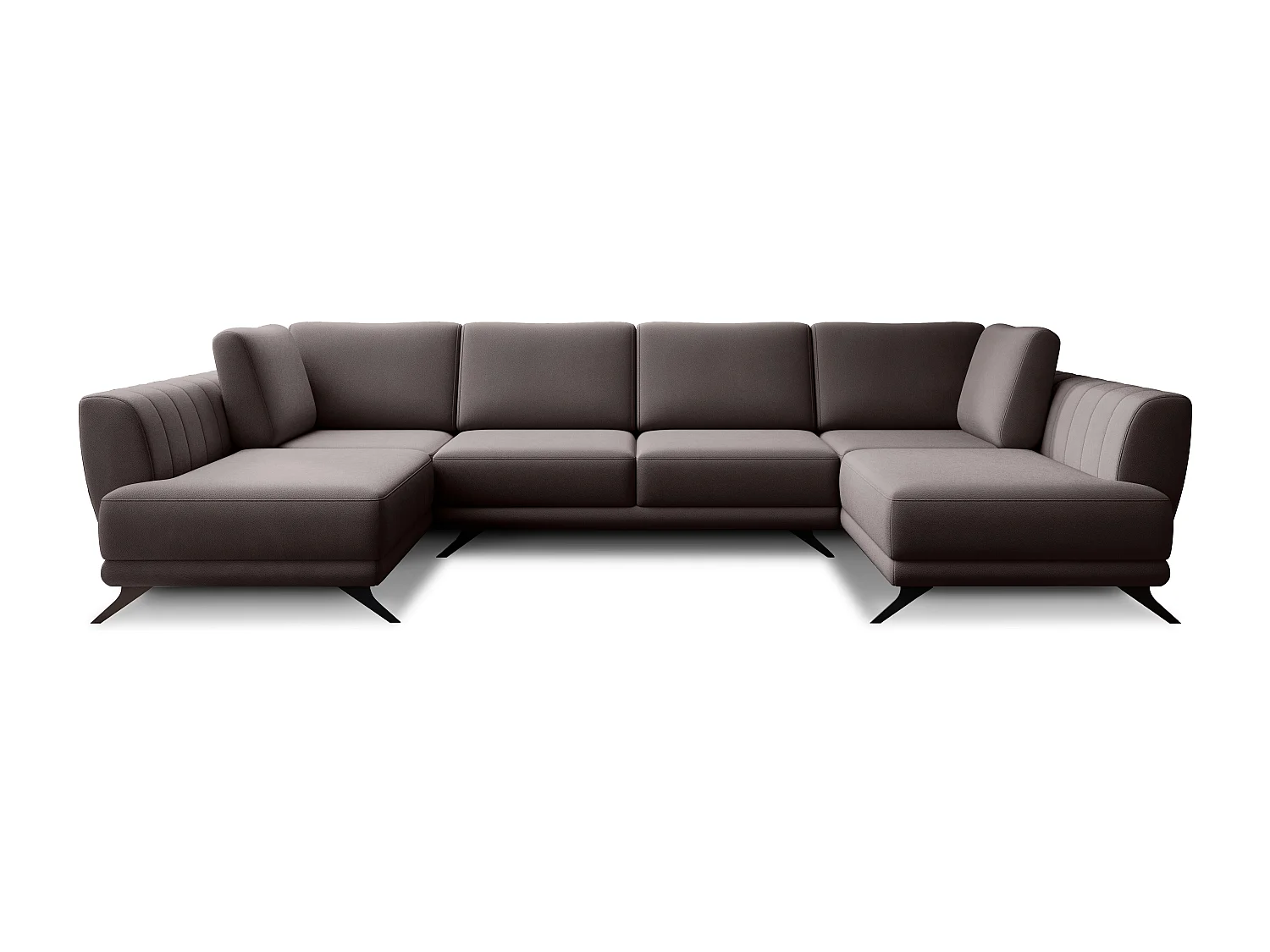 Canapé panoramique LARGOS – Tissu-Marron clair