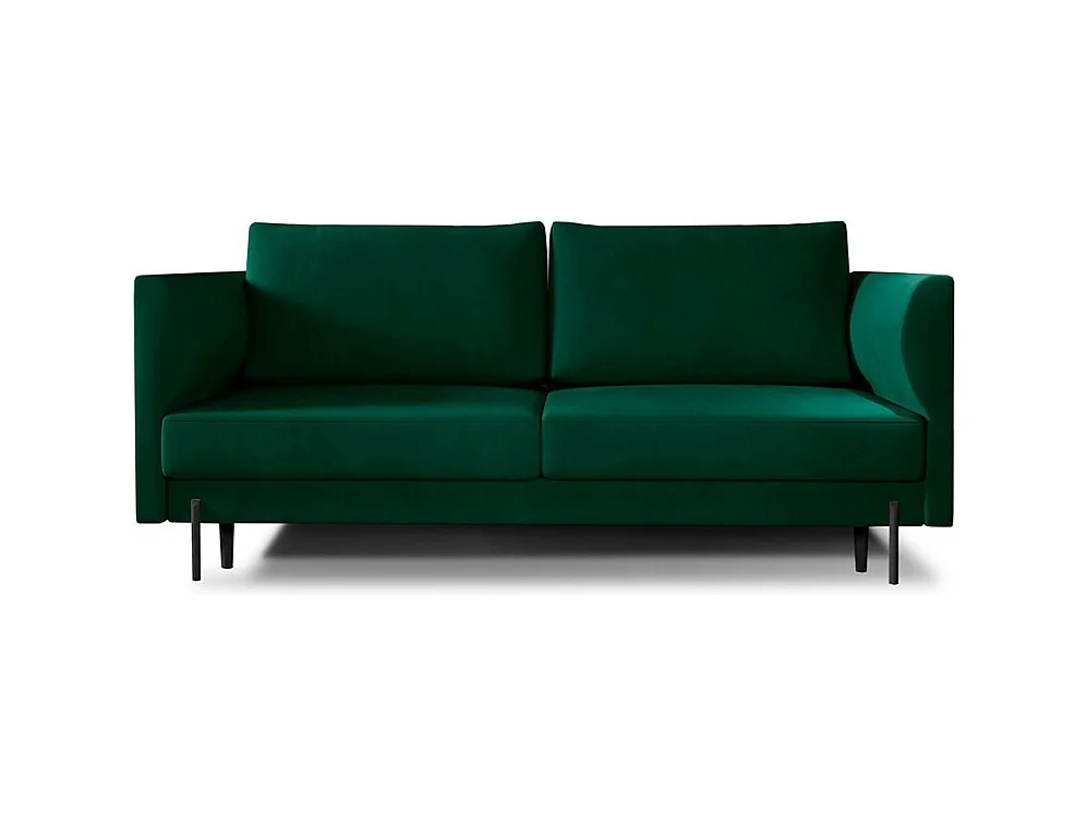 Canapé convertible en velours ROBBY – Rangement et pieds métal noir-Vert