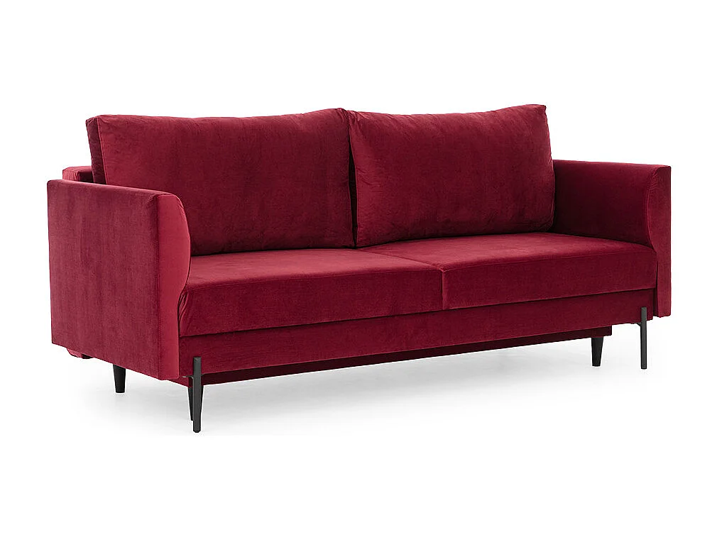 Canapé convertible en velours ROBBY – Rangement et pieds métal noir-Vert