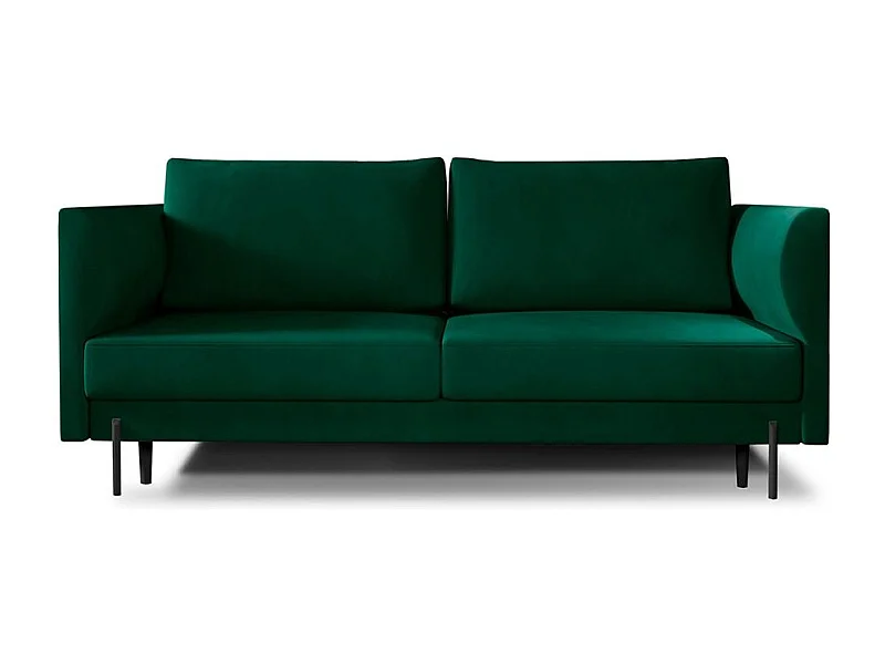 Canapé convertible en velours ROBBY – Rangement et pieds métal noir-Vert