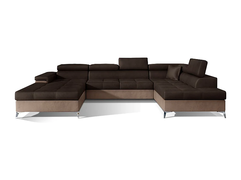 KUTTY fluwelen panoramische slaapbank - Opbergruimte en verstelbare hoofdsteunen-Kleur -Opslagruimte naar rechts