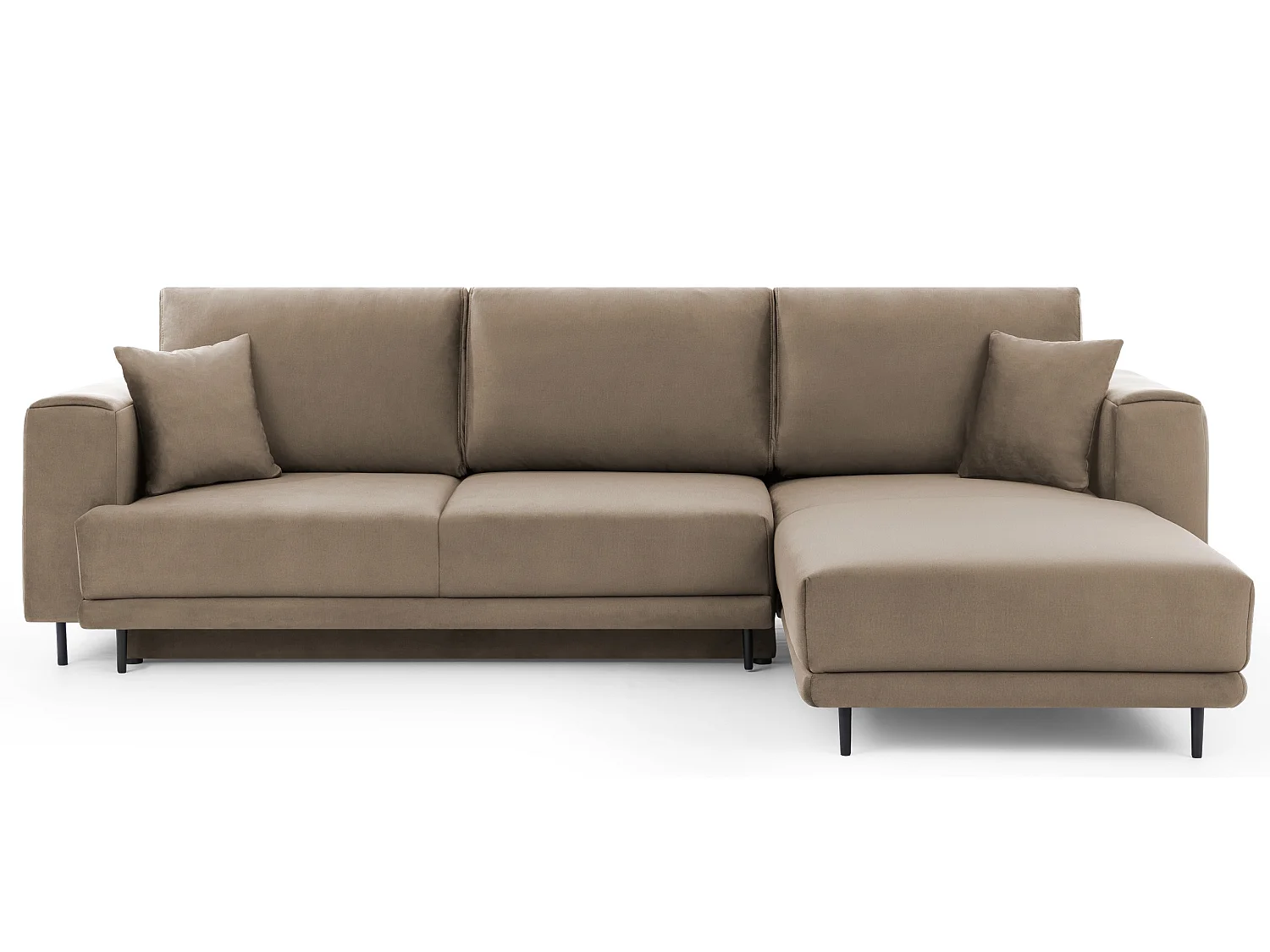 Canapé d'angle convertible velours DAVINA - Coffre et pieds métal noir-Vert foncé-angle gauche