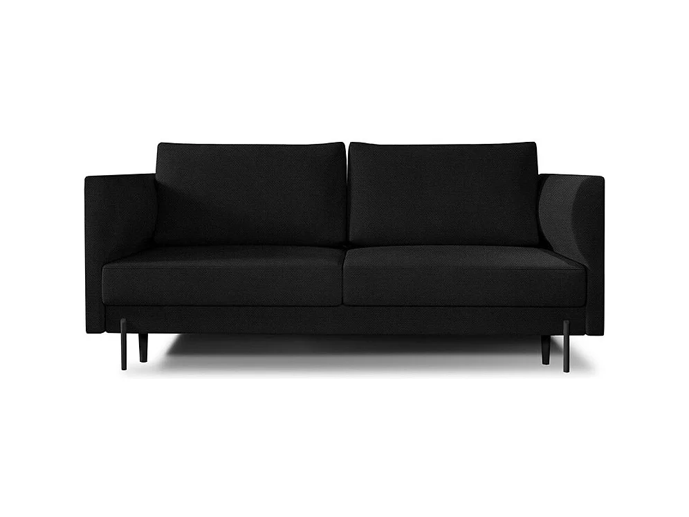 Canapé convertible en tissu ROBBY – Rangement et pieds métal noir-Noir