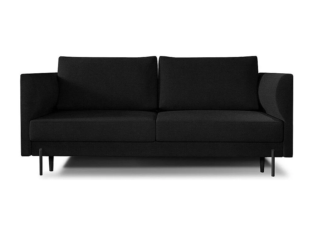 Canapé convertible en tissu ROBBY – Rangement et pieds métal noir-Noir