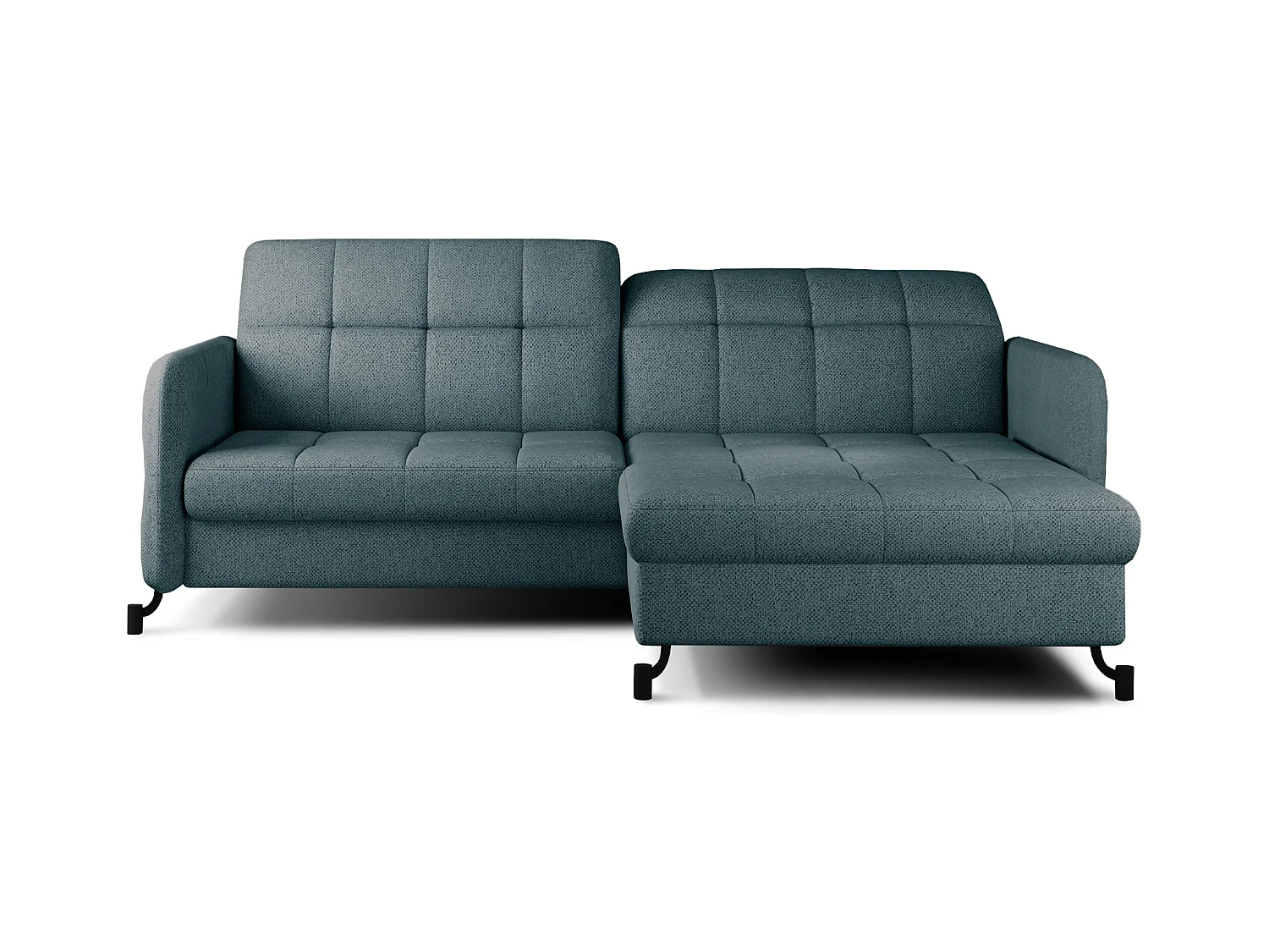 Canapé d'angle convertible tissu avec coffre de rangement LORI-Vert clair-angle droit