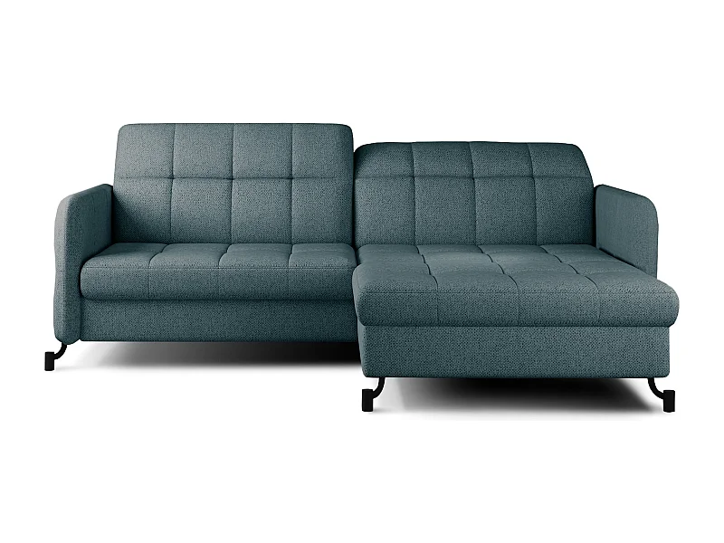 Canapé d'angle convertible tissu avec coffre de rangement LORI-Vert clair-angle droit