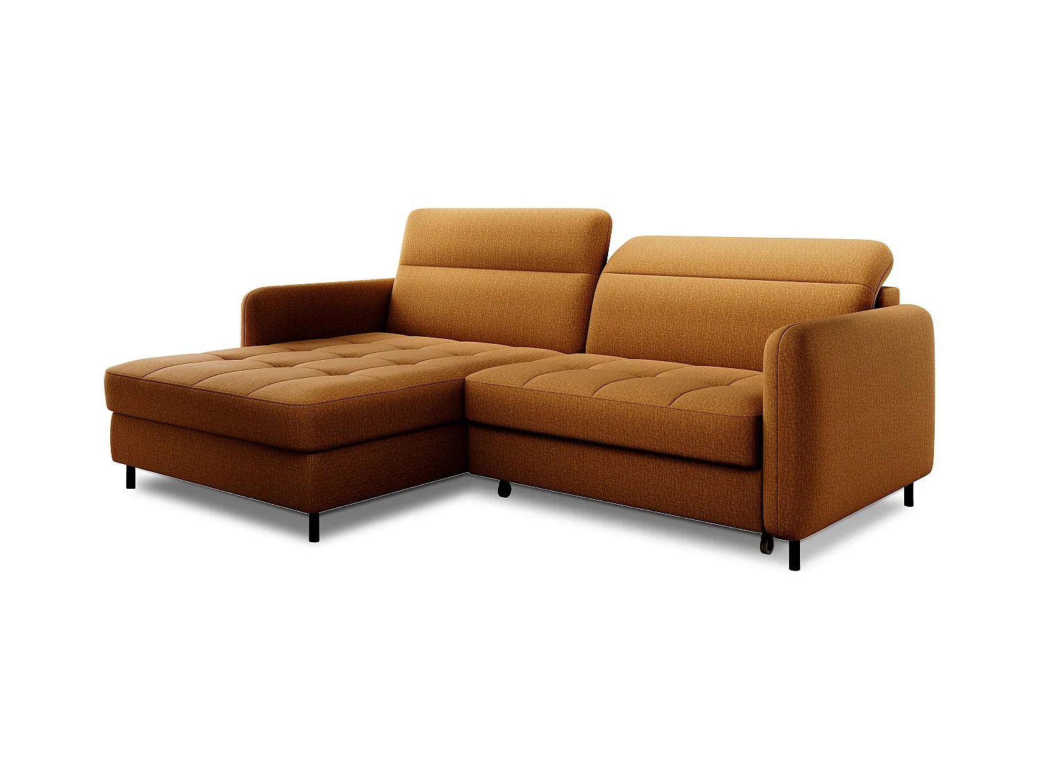 Petit canapé d’angle convertible tissu Kunder-Orange-angle gauche