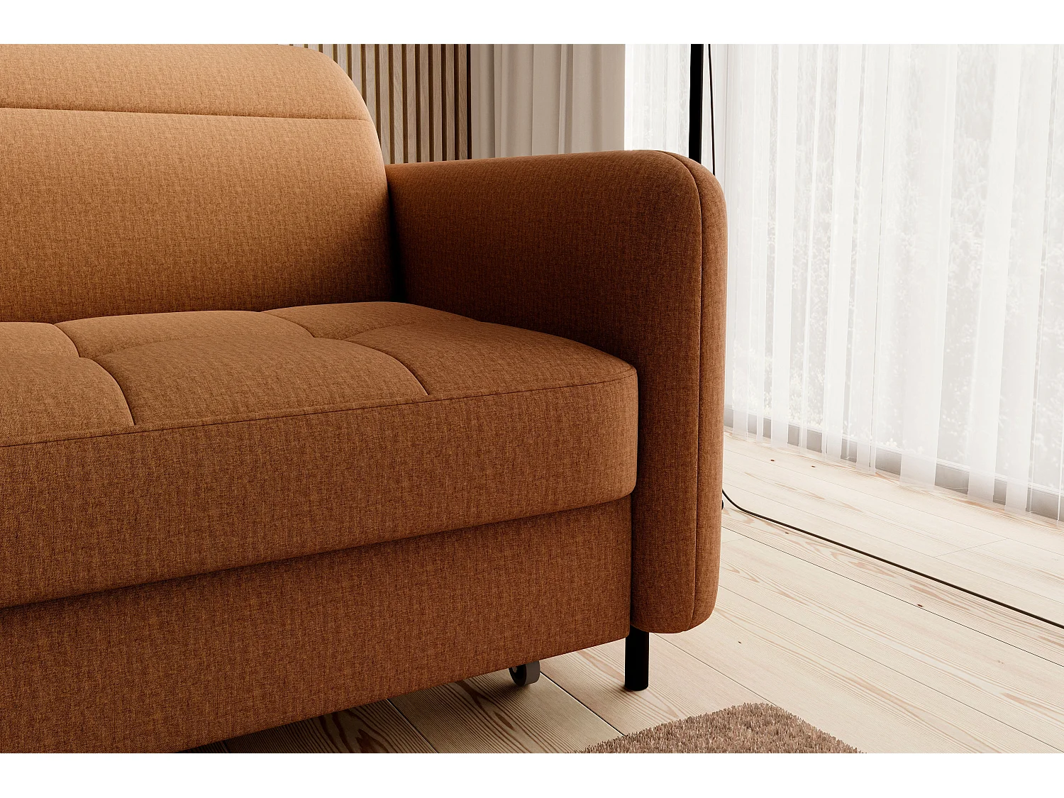 Petit canapé d’angle convertible tissu Kunder-Orange-angle gauche