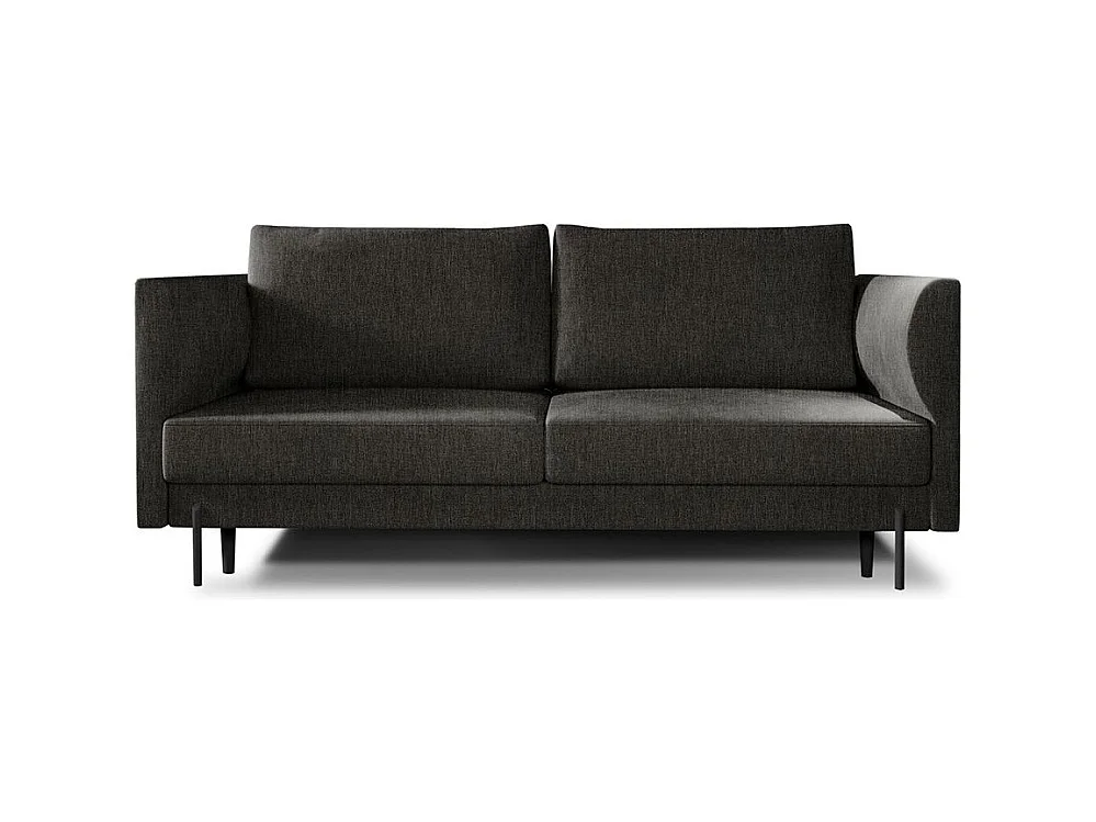 Canapé convertible en tissu ROBBY – Rangement et pieds métal noir-Gris foncé
