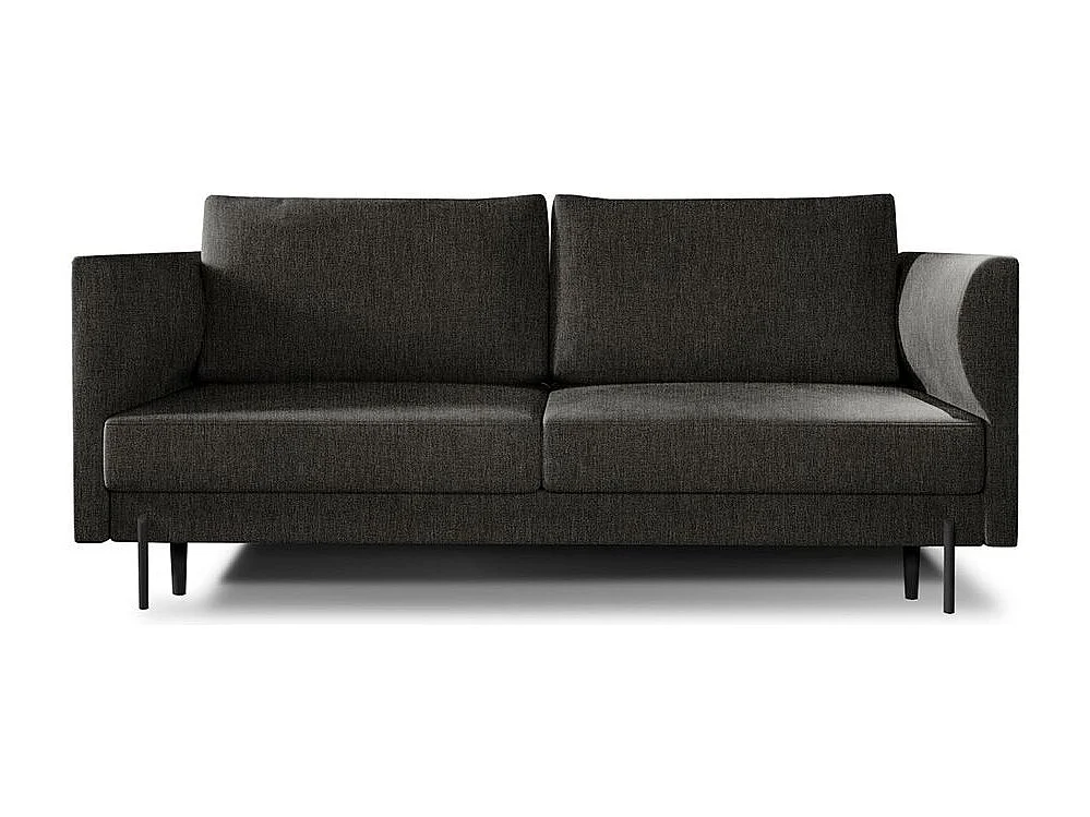 Canapé convertible en tissu ROBBY – Rangement et pieds métal noir-Gris foncé