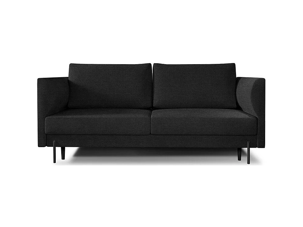 Canapé convertible en tissu ROBBY – Rangement et pieds métal noir-Gris foncé chiné