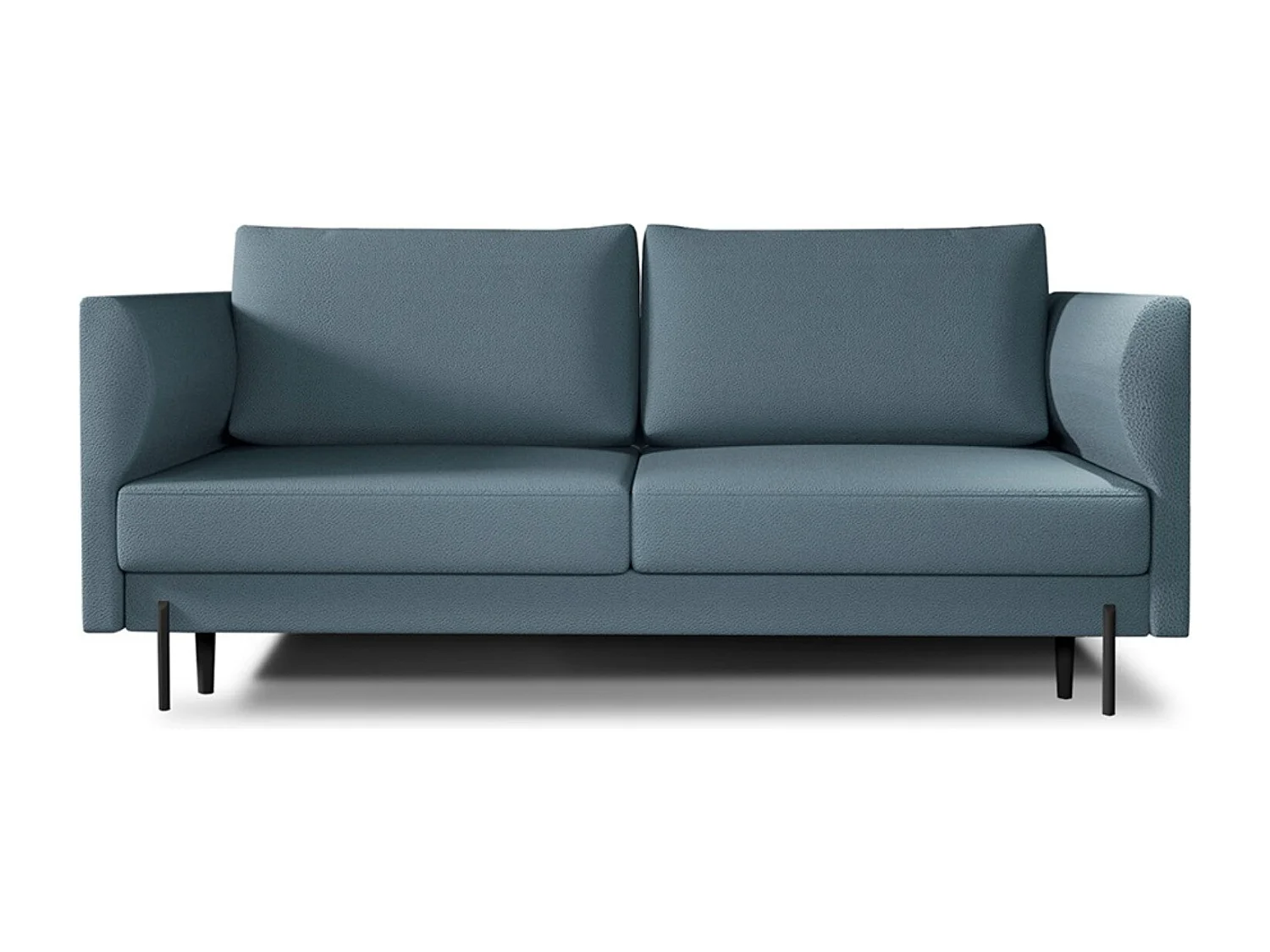 Canapé convertible en tissu ROBBY – Rangement et pieds métal noir-Gris foncé chiné