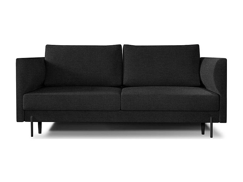 Canapé convertible en tissu ROBBY – Rangement et pieds métal noir-Gris foncé chiné