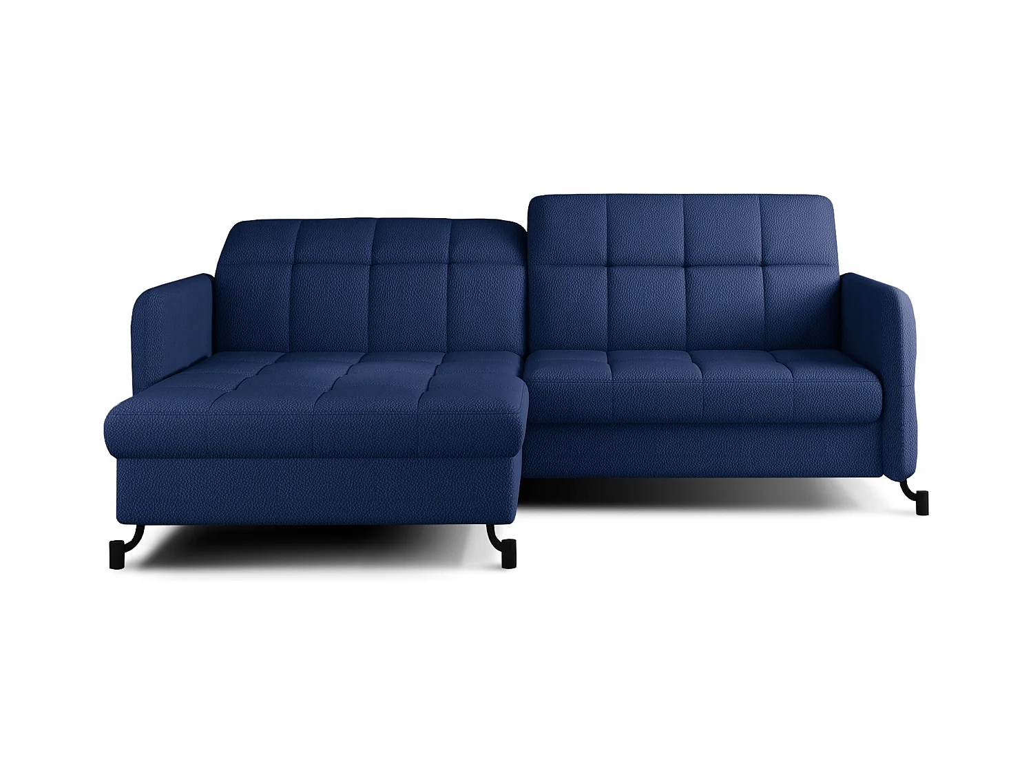 Canapé d'angle convertible velours avec coffre de rangement LORI-Bleu marine-angle gauche