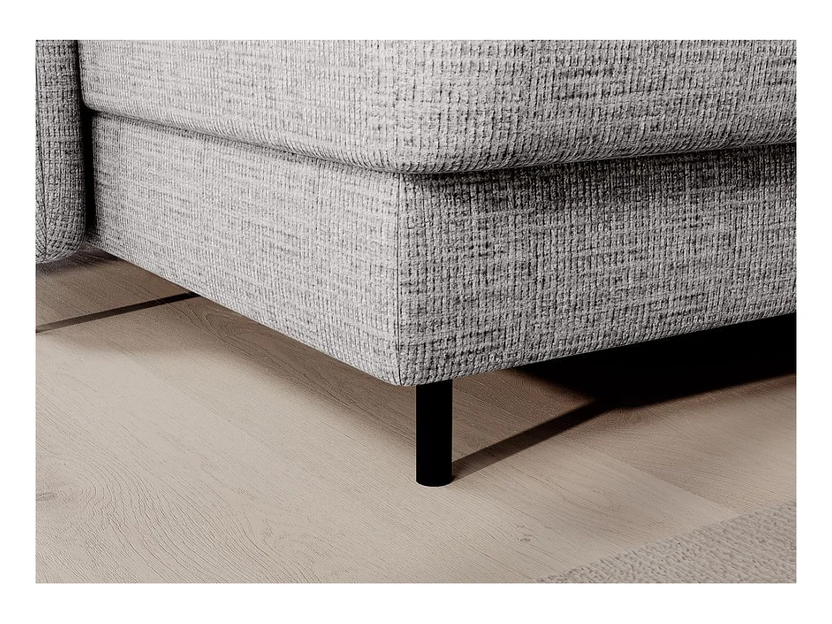 BENTO converteerbare panoramische stoffen bank met opbergvak-Kleur parel grijs-linkerhoek