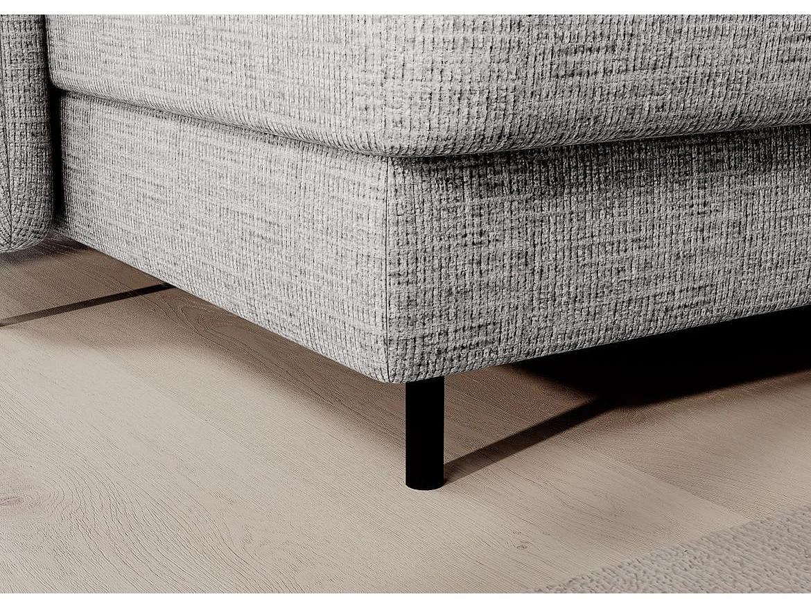 BENTO converteerbare panoramische stoffen bank met opbergvak-Kleur parel grijs-linkerhoek