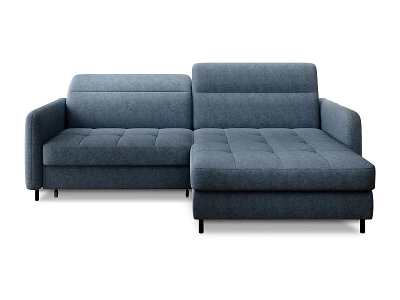 Petit canapé d’angle convertible tissu Kunder-Bleu turquin-angle droit