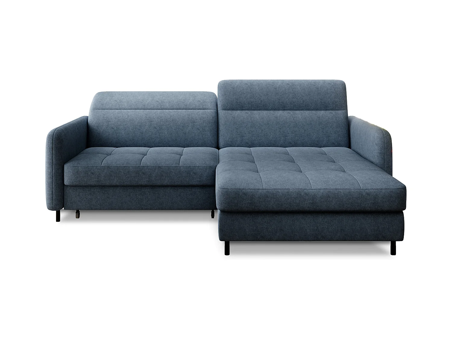 Petit canapé d’angle convertible tissu Kunder-Bleu turquin-angle droit