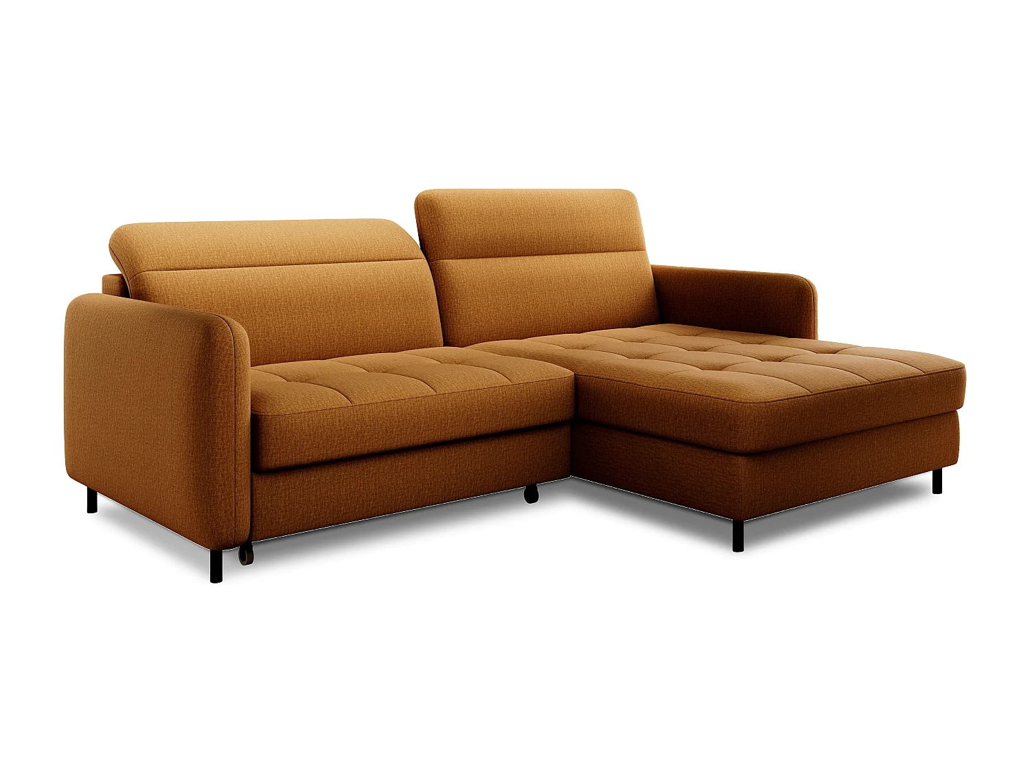 Petit canapé d’angle convertible tissu Kunder-Orange-angle droit