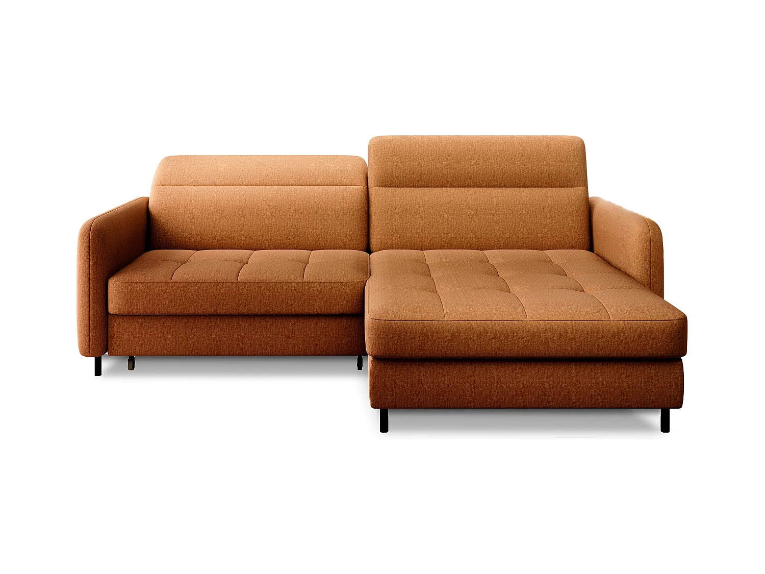Petit canapé d’angle convertible tissu Kunder-Orange-angle droit