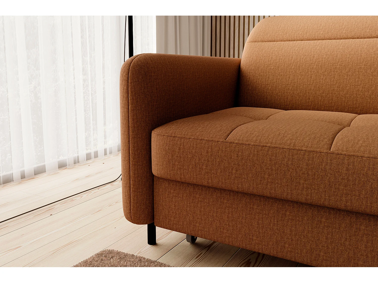 Petit canapé d’angle convertible tissu Kunder-Orange-angle droit