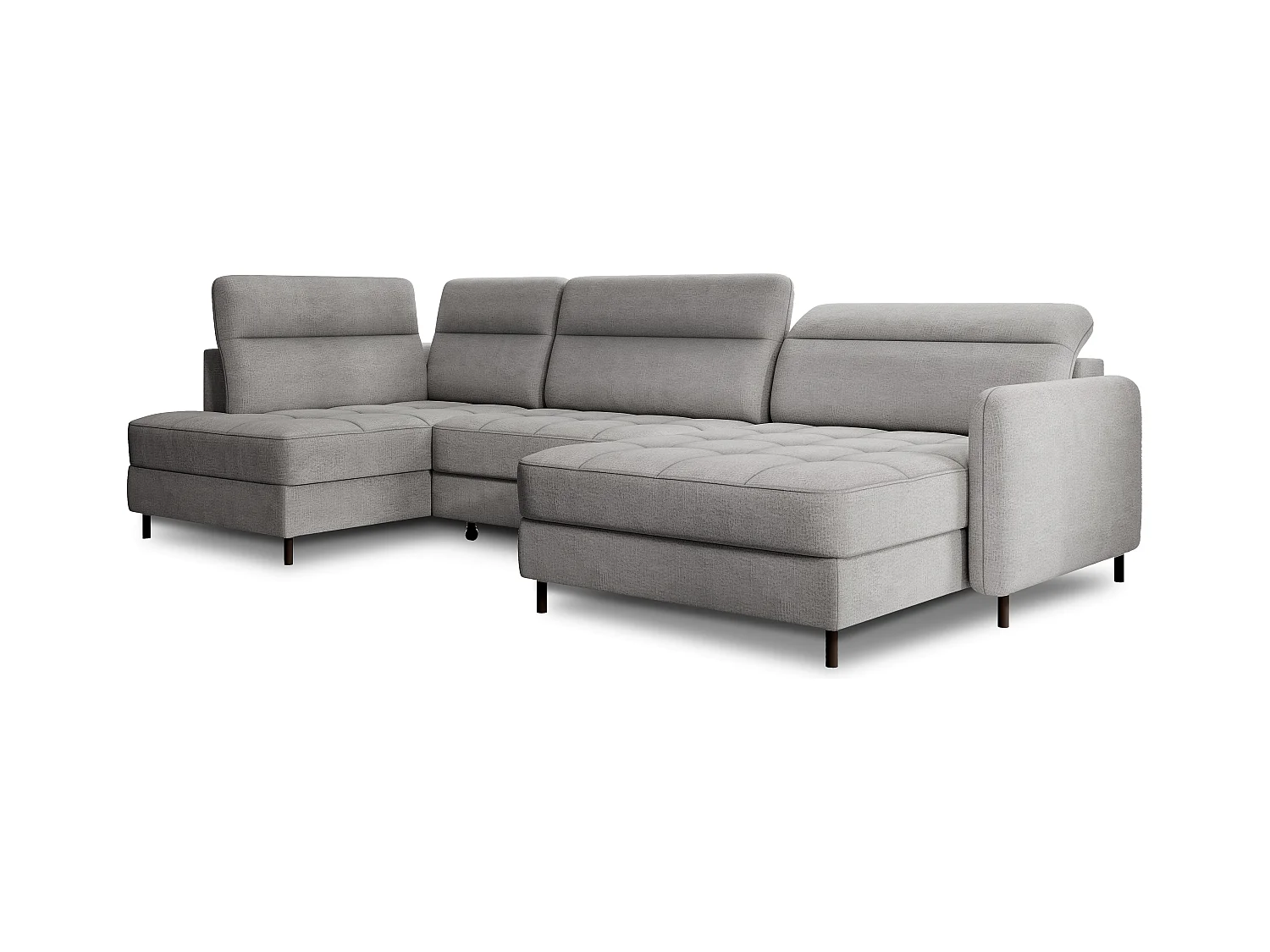 Canapé panoramique convertible BENTO en tissu avec coffre de rangement-Gris-angle droit