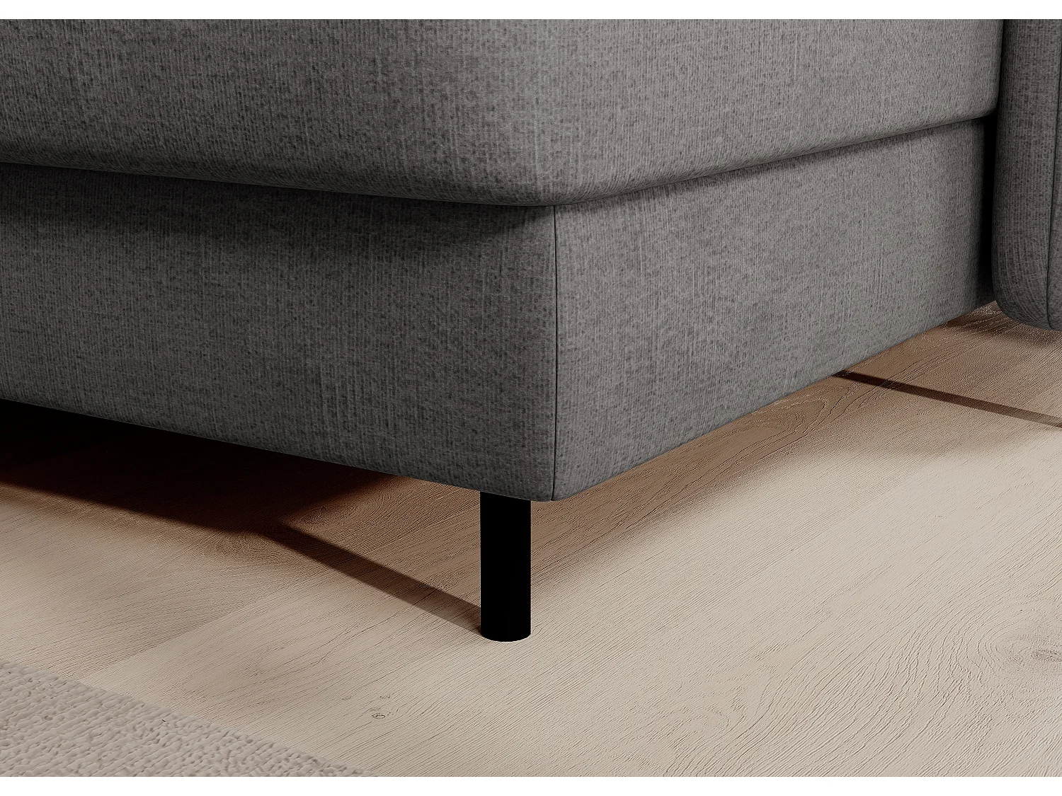 BENTO converteerbare panoramische stoffen bank met opbergvak-Kleur Grijs-juiste hoek