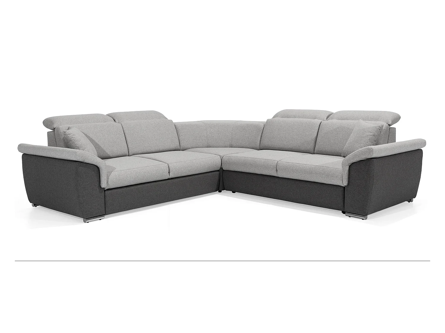 Canapé d'angle réversible et convertible tissu Neo - Pieds acier chromé-Gris foncé/Gris