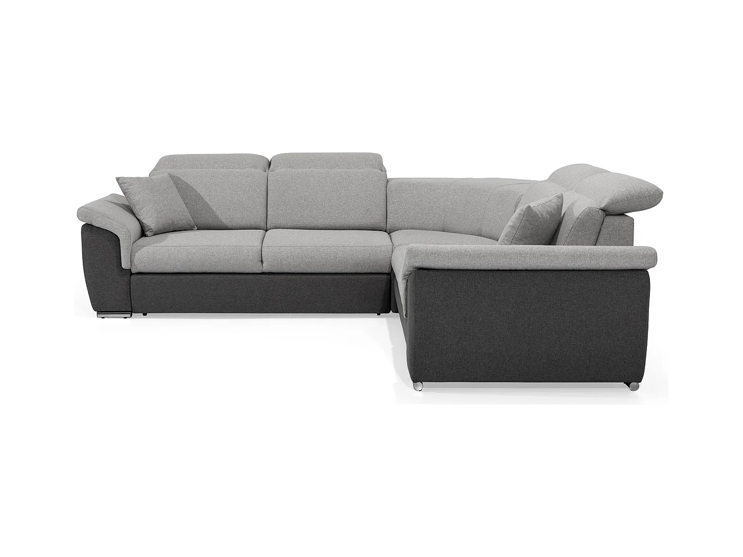 Canapé d'angle réversible et convertible tissu Neo - Pieds acier chromé-Gris foncé/Gris