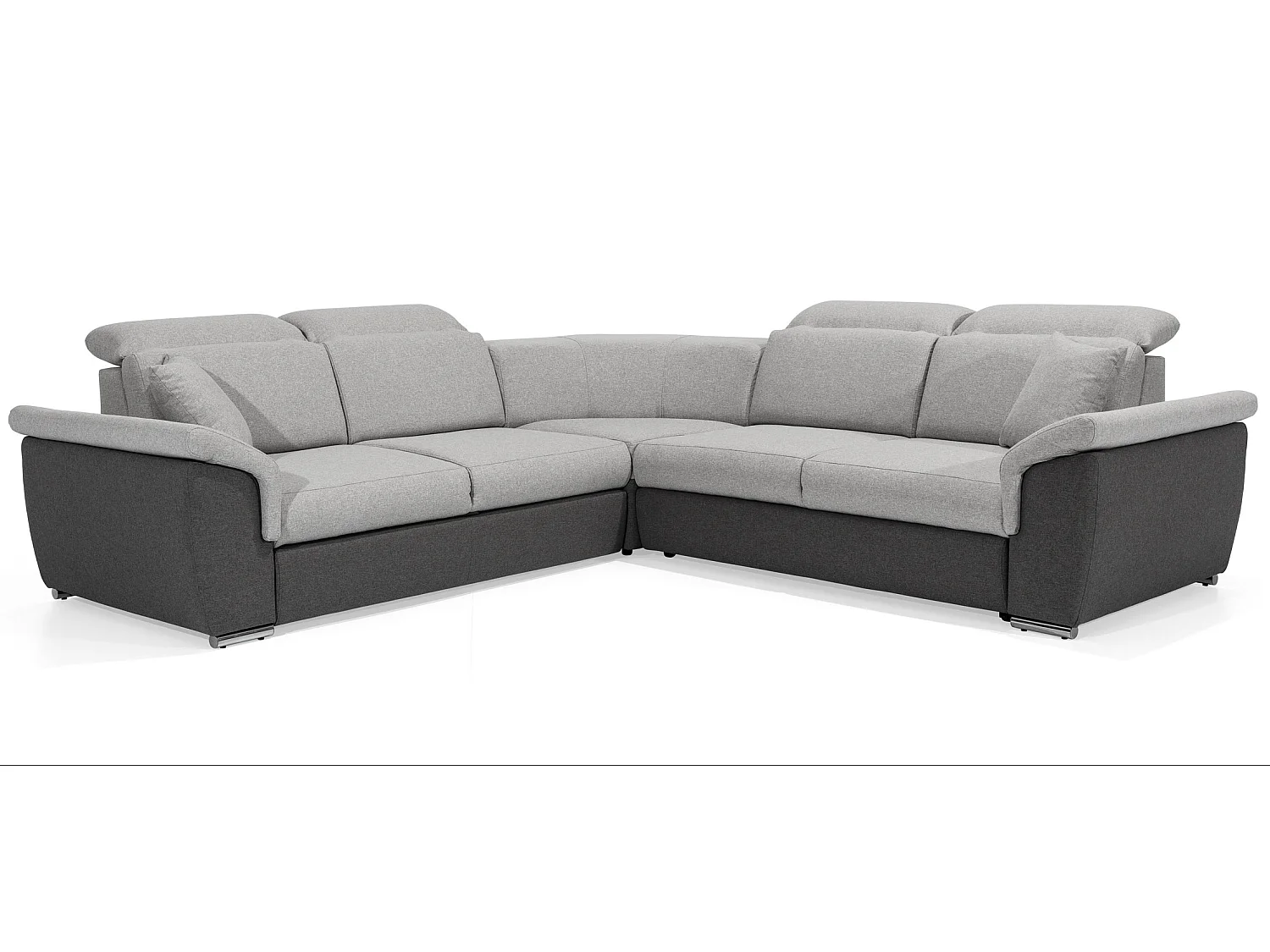 Canapé d'angle réversible et convertible tissu Neo - Pieds acier chromé-Gris foncé/Gris