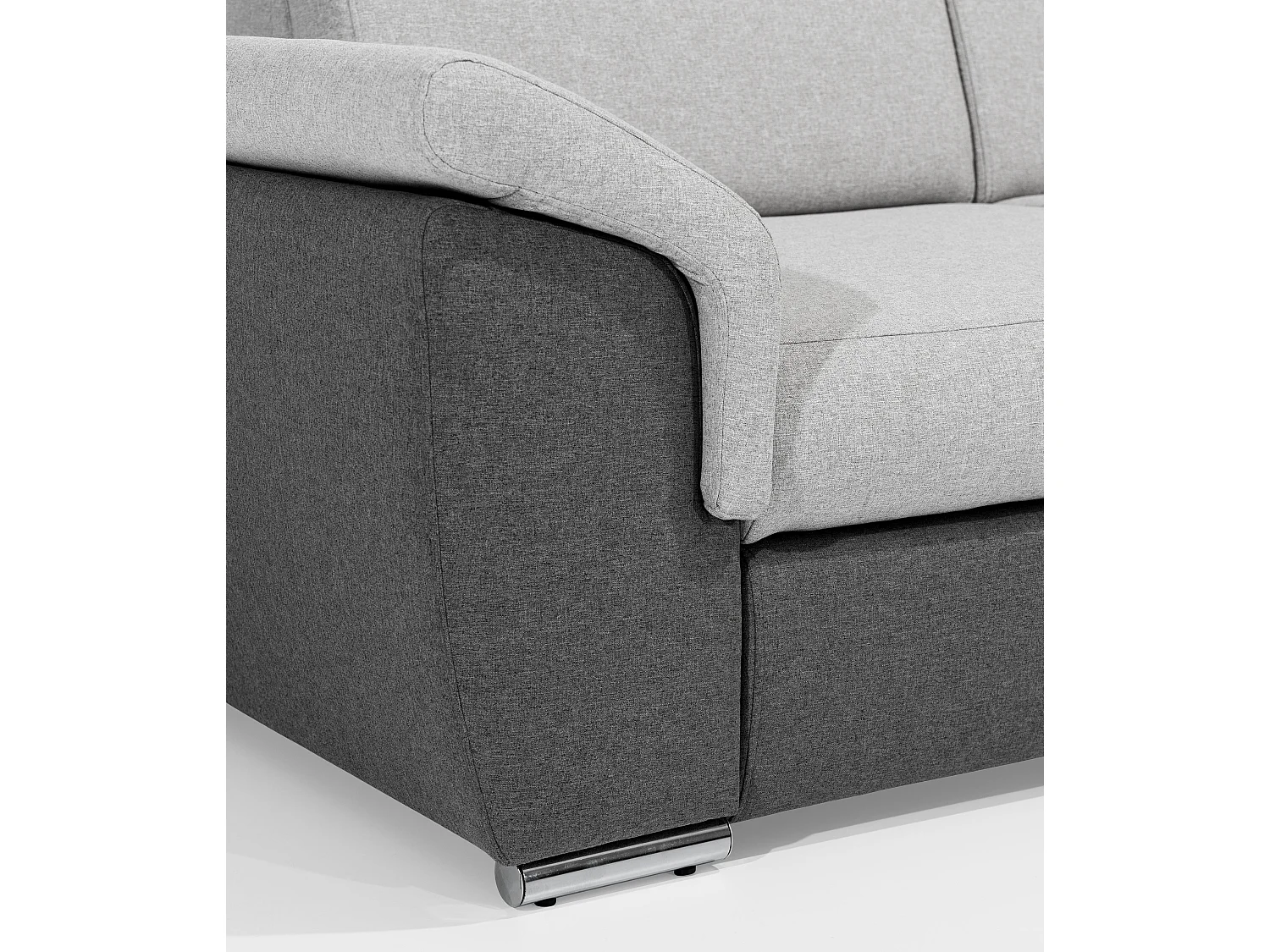 Canapé d'angle réversible et convertible tissu Neo - Pieds acier chromé-Gris foncé/Gris