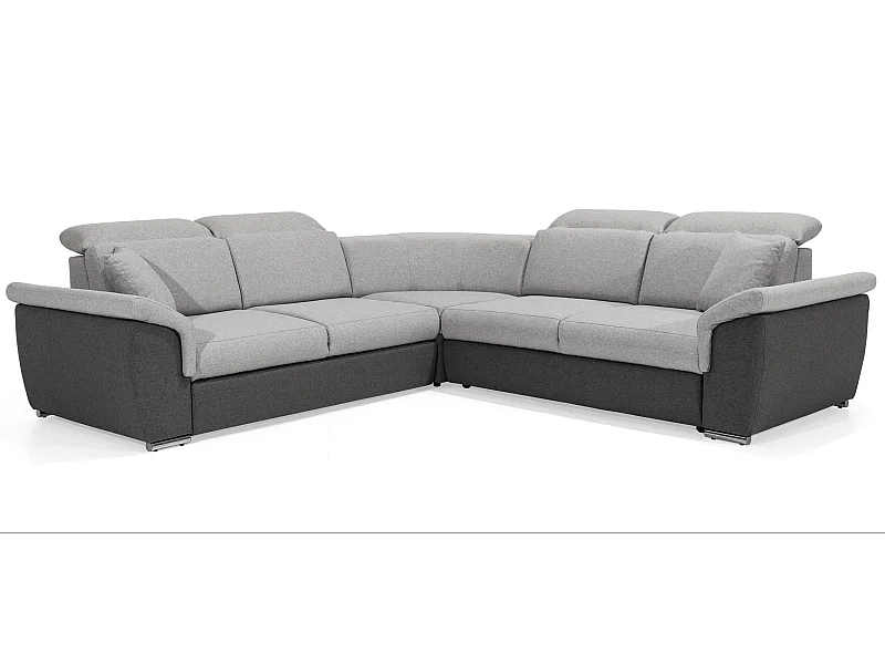 Canapé d'angle réversible et convertible tissu Neo - Pieds acier chromé-Gris foncé/Gris