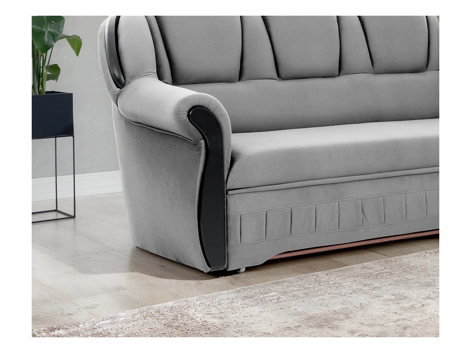 Majesté omvormbare hoekbank met opbergruimte in fluweel-Kleur Lichtgrijs-juiste hoek