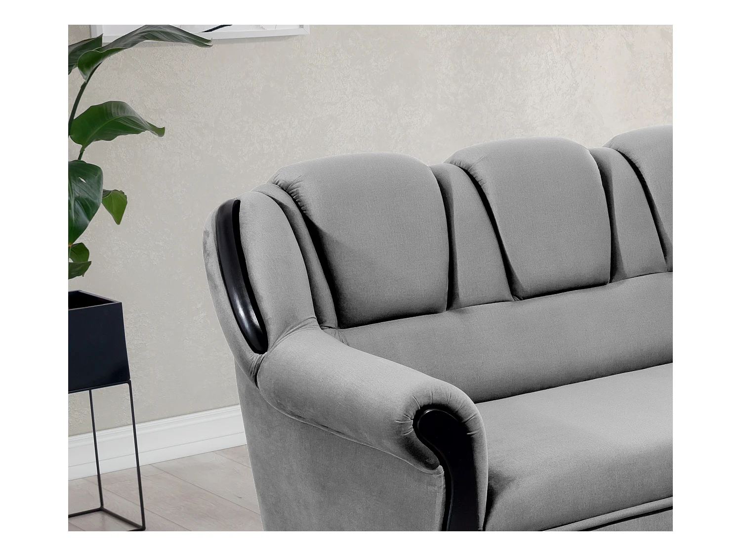 Majesté omvormbare hoekbank met opbergruimte in fluweel-Kleur Lichtgrijs-juiste hoek