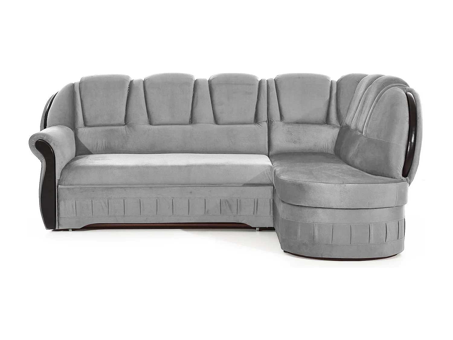 Canapé d'angle convertible avec rangement en velours Majesté-Gris clair-angle droit